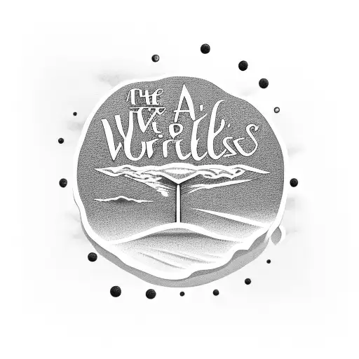 A Serene Beach Scene With Palm Trees And The Words 'The World Is Yours' In A Calligraphic Font