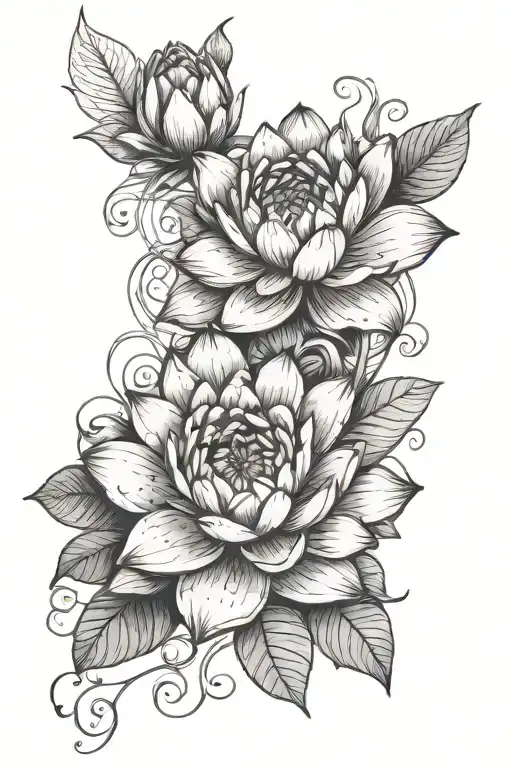 Water Lily And Rose Intertwined