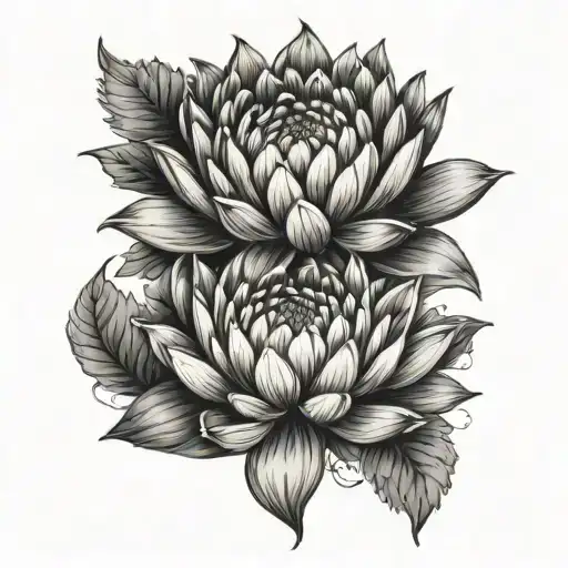 Chrysanthemum And Lotus Flower Combined Together