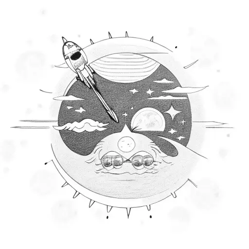 Moon And Sun And Astronaut Smoking