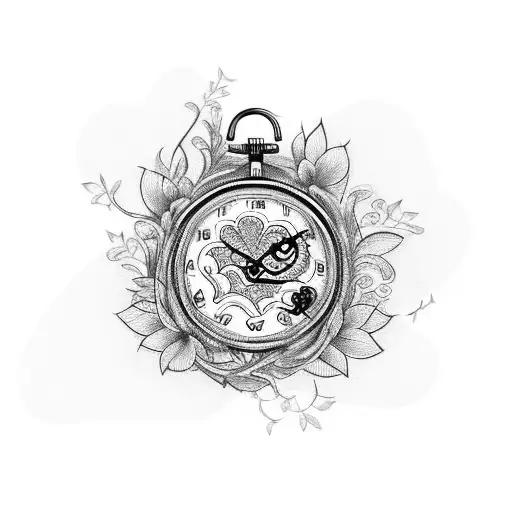 Clock With Heart And Floral Vines