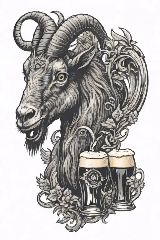 Goat And Crow Drinking Beer