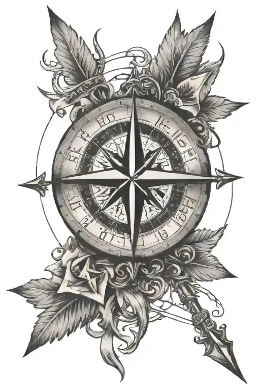 Compass With Jesus And Arrows Pointing To A Star