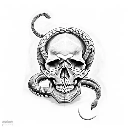 Skull With Snake