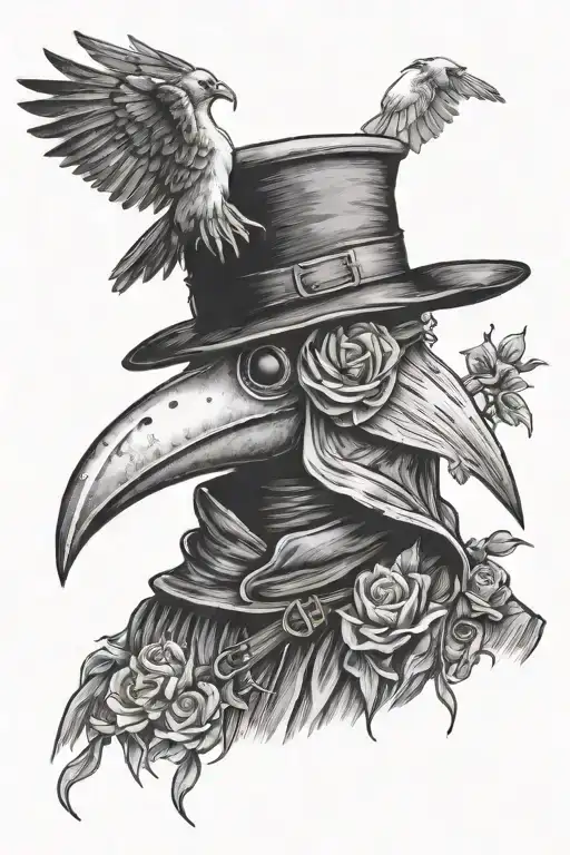 Plague Doctor With Doves In Background