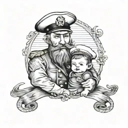 Sea Captain With Midwife Holding A Baby