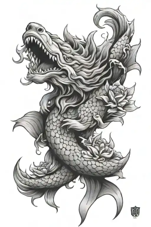 Wolf Koi Fish Buddha Face