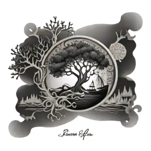 Tree Of Life Libra Boat Corals Four Elements