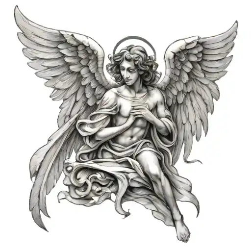 Angel With Wings In Fantasy Style
