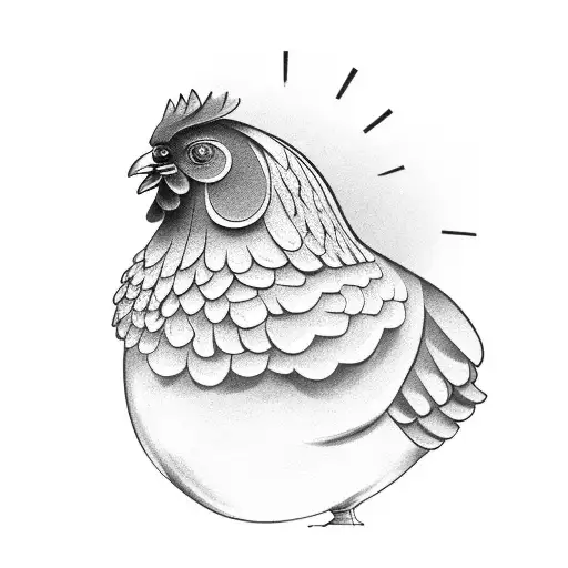A Minimalist Black And Grey Tattoo Of A Chicken Standing On Top Of A Tractor