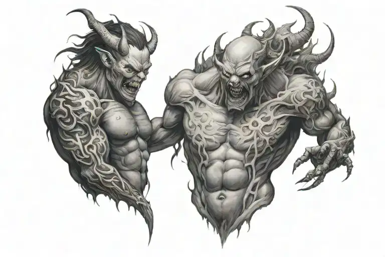 Demon Bursting Out Of The Chest With The Image Of A Monster