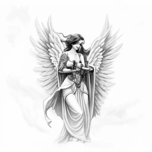 Angel With Chariots And Horses Shoulder Sleeve