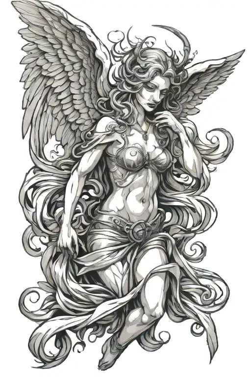 Women Angel Turning Into A Demon