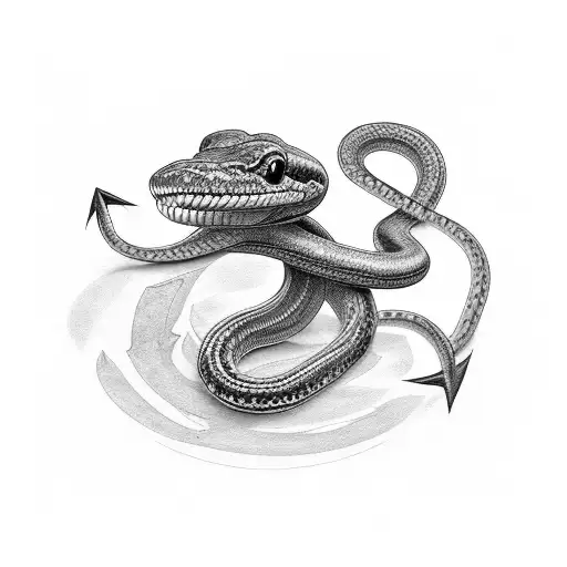 A Black And Grey Snake Slithering Through An Anchor