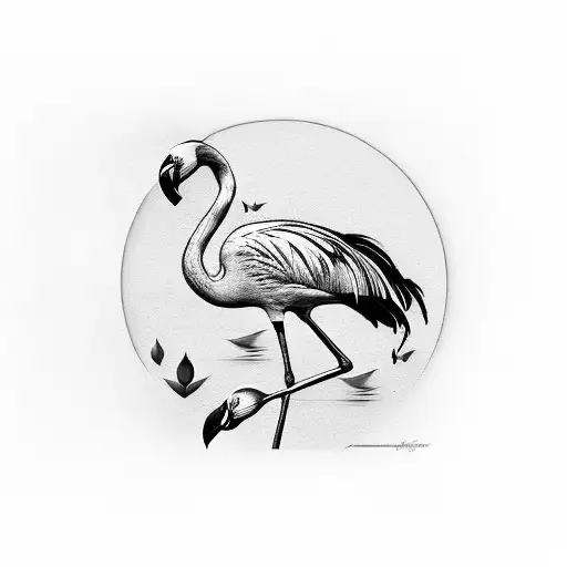Gogeous Female Flamingo Chest Tattoo Black And Grey
