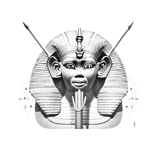 Egyptian Sphinx With 2 Rods