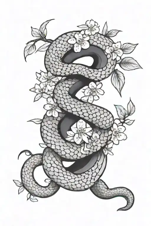 Sakura Snake With Flowers
