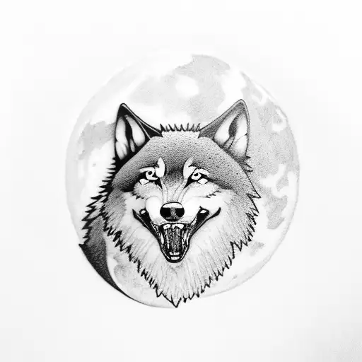 A Wolf Howling At A Moon Made Of Coffee Beans