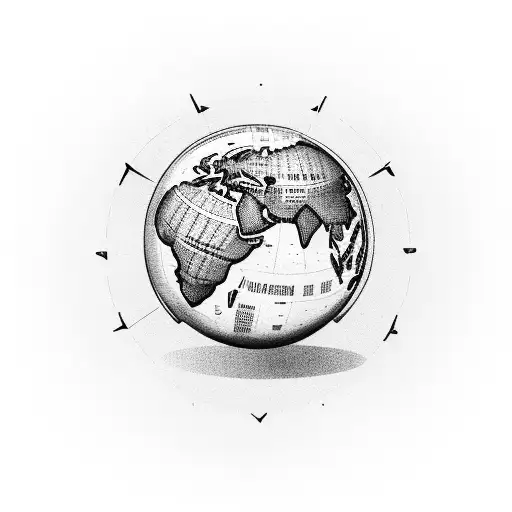 A Globe With Business Icons In Black-grey Style
