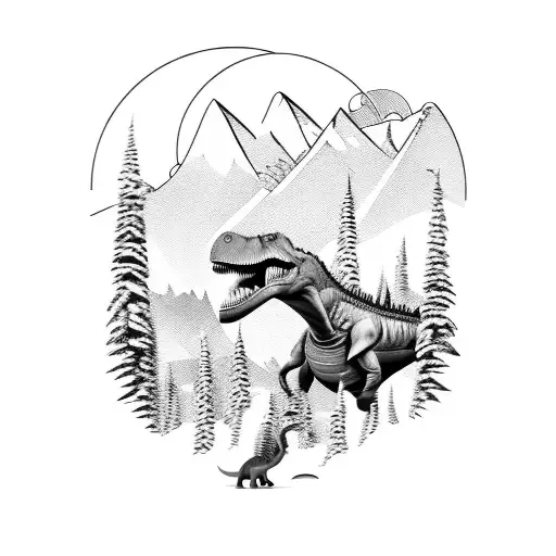 Mountains With Dinosaur