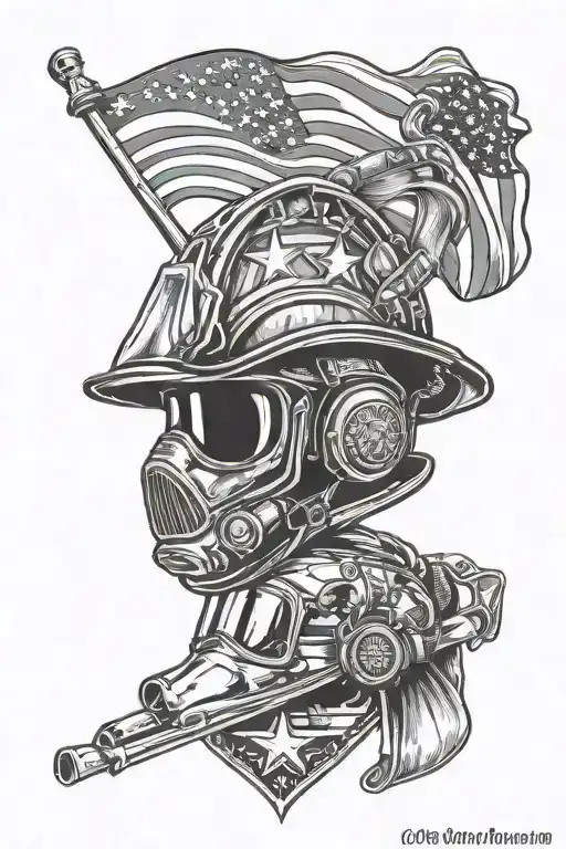 Firefighter Helmet And B-1 Pilot Helmet American Flag Sleeve