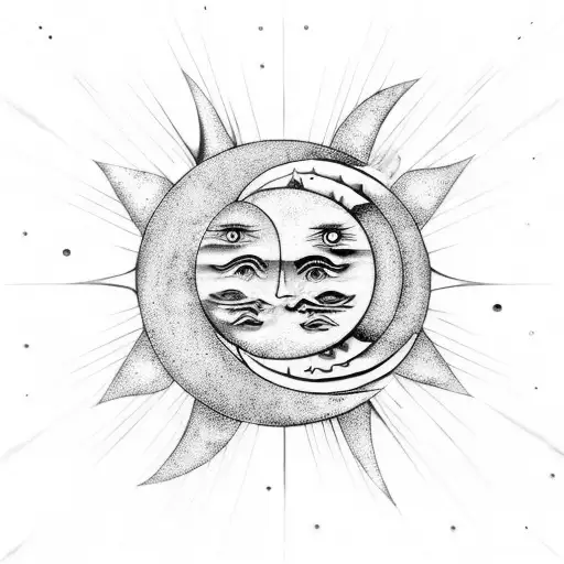 Yin And Yang Moon And Stars And Sun