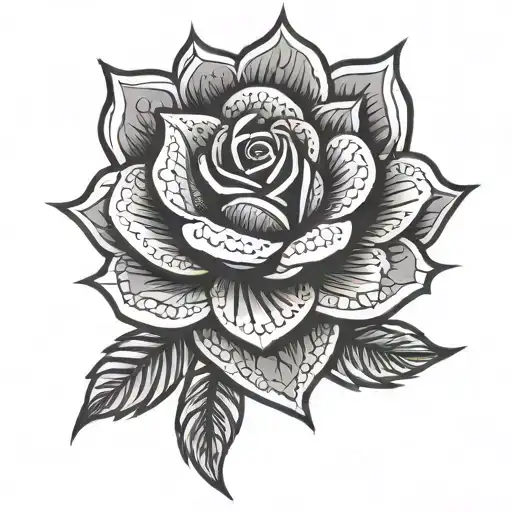 A Geometric Rose Mandala Incorporating Elements Of Traditional Mexican Art