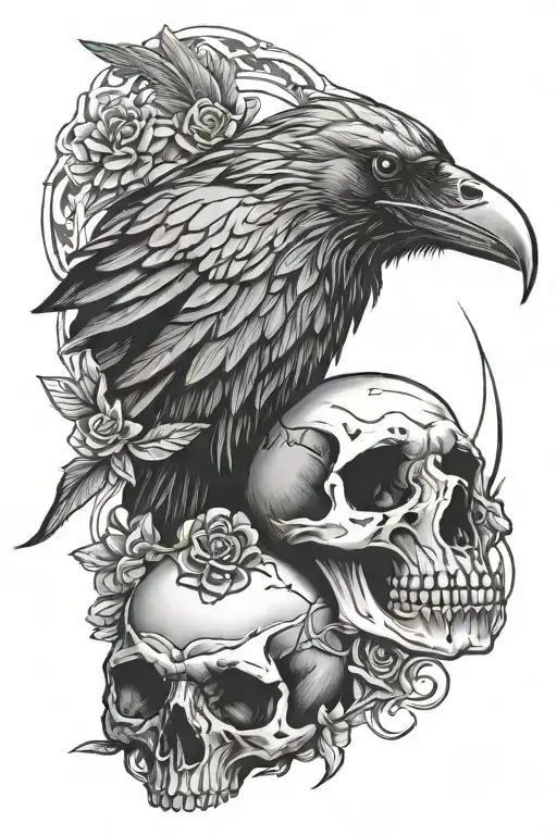 Raven Skull Tombstone