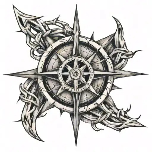Barb Wire Wrapped Compass Rose
