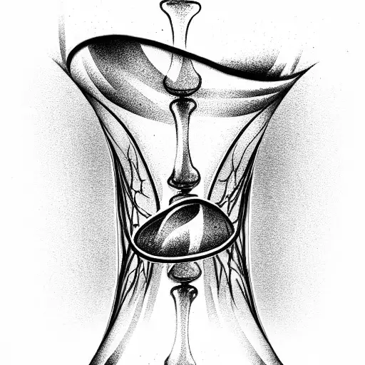 Hourglass With Skeleton Hand Breaking Thr Glass