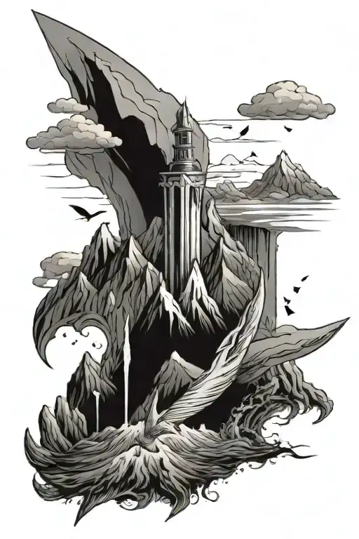 A Mix Of The Ocean And Mountains Inside Of A Dagger