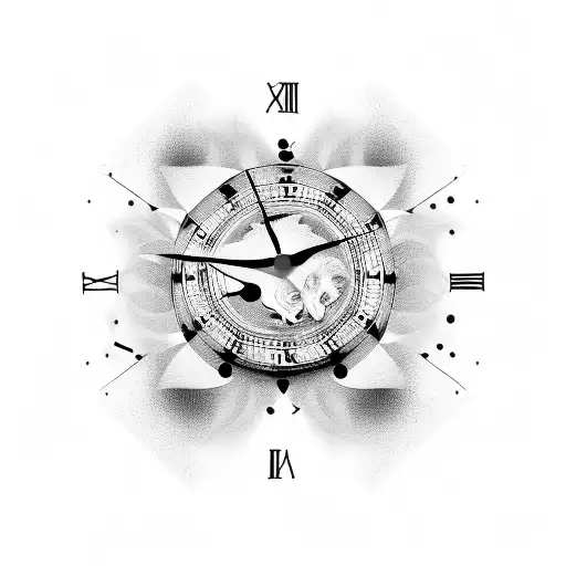 A Clock With Music Notes As The Hands And A Lion's Face In The Center