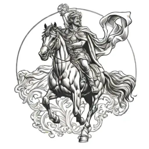 Alexander The Great With Horse And Zeus