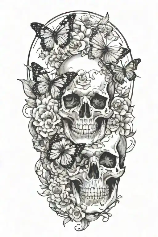 Flowers Skulls Butterflies