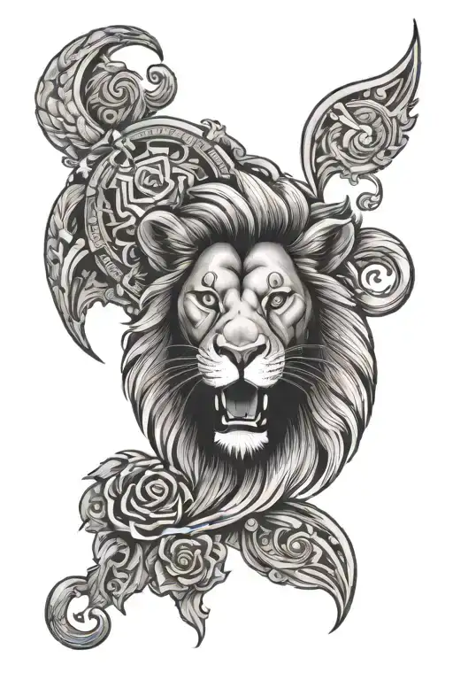 Head Of A Lion With A Slight Grin With The Zodiac Element Leo
