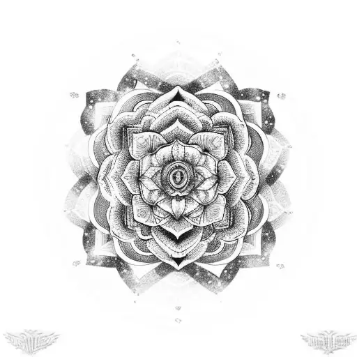 Mandala Design With Rose For Shoulder And Chest