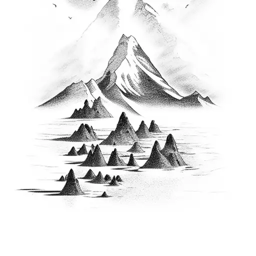 Mountain Landscape With Jesus Walking On Water