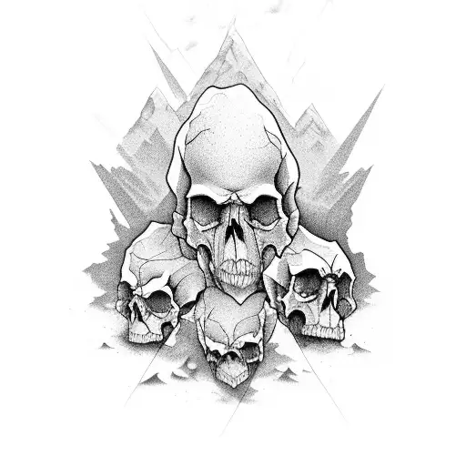 A Mountain Range Made Up Of Interconnected Skulls