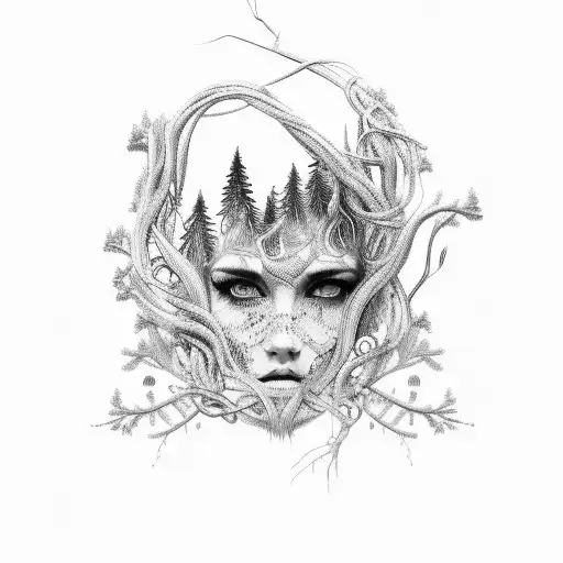 An Intricate Design Of Braided Hair With Forest Elements Intertwined