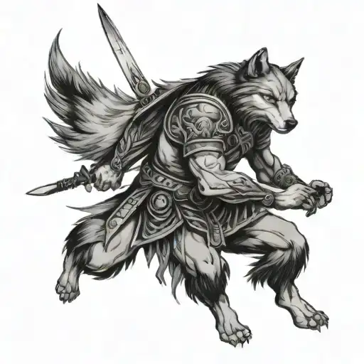 Apartan Warrior With A Wolf And Sword
