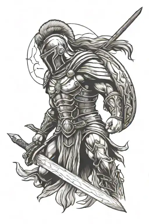 Spartan Warrior Wielding A Sword