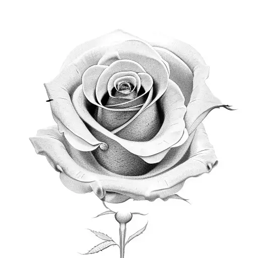 A Black And Grey Realistic Tattoo Of A Blooming Rose