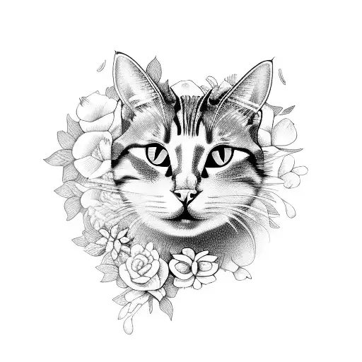 Cat With Flowers
