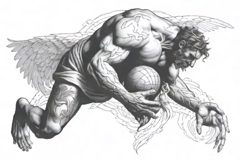 Atlas Holding The World And A Phoenix Rising From The Ashes