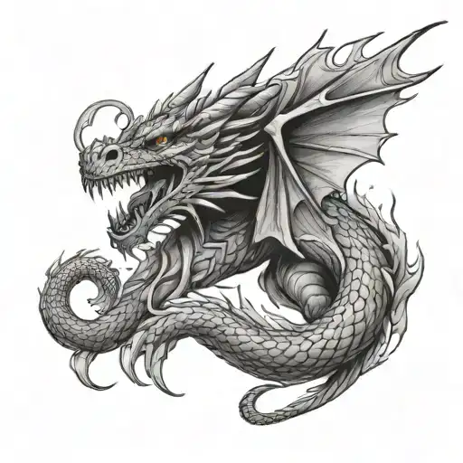 A Dragon Breathing Fire With Army Insignia