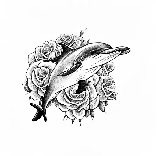 A Majestic Dolphin Swimming Through A Sea Of Roses