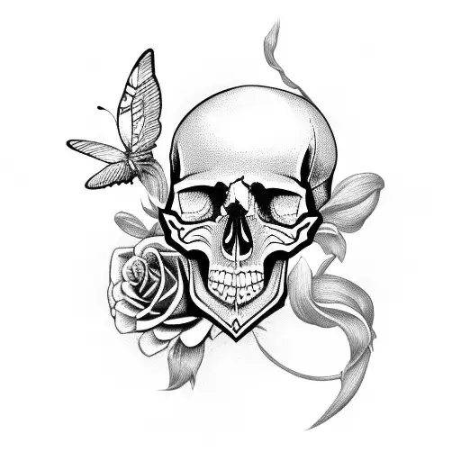 Skull Skull Rose Butterfly's