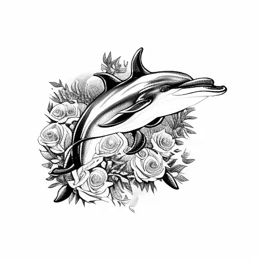 A Majestic Dolphin Swimming Through A Sea Of Roses