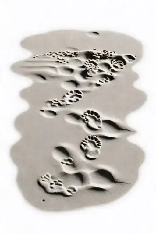 Toddler Footprints In Sand With Water