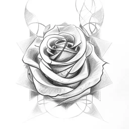 A Black And Grey Sketch Of A Cross Entwined With Roses And In Background Graffikhexagon